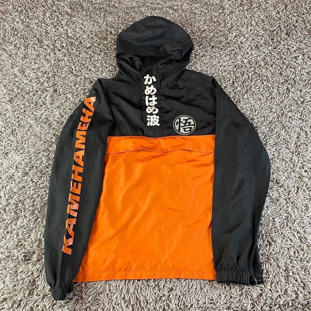 Dragon Ball Z Boxlunch Jacket Mens Small S Orange Anorak DBZ Anime Windbreaker